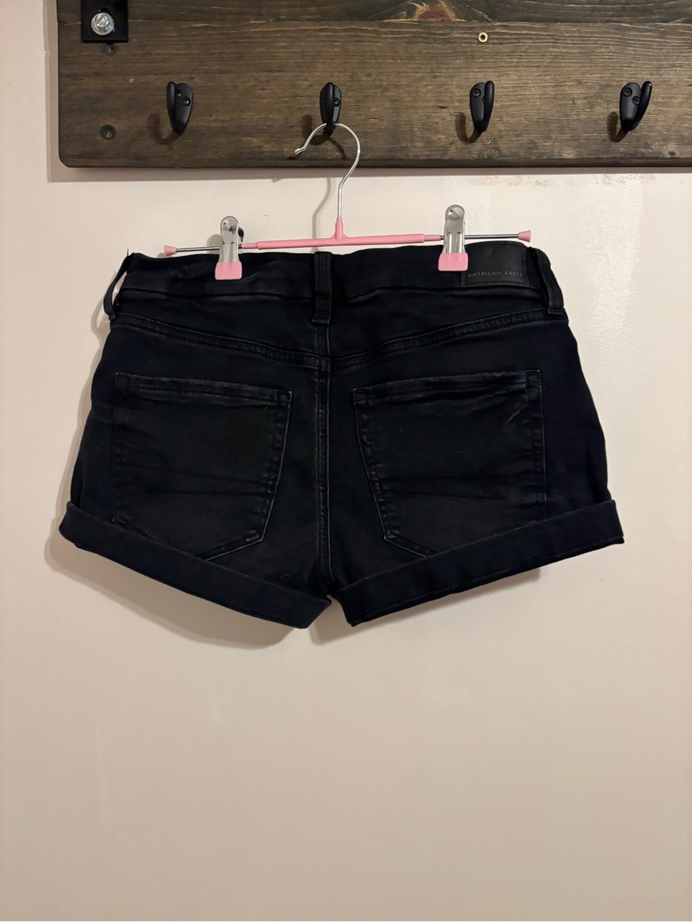 American Eagle Outfitters Black Rolled-Cuff Denim Women's Shorts